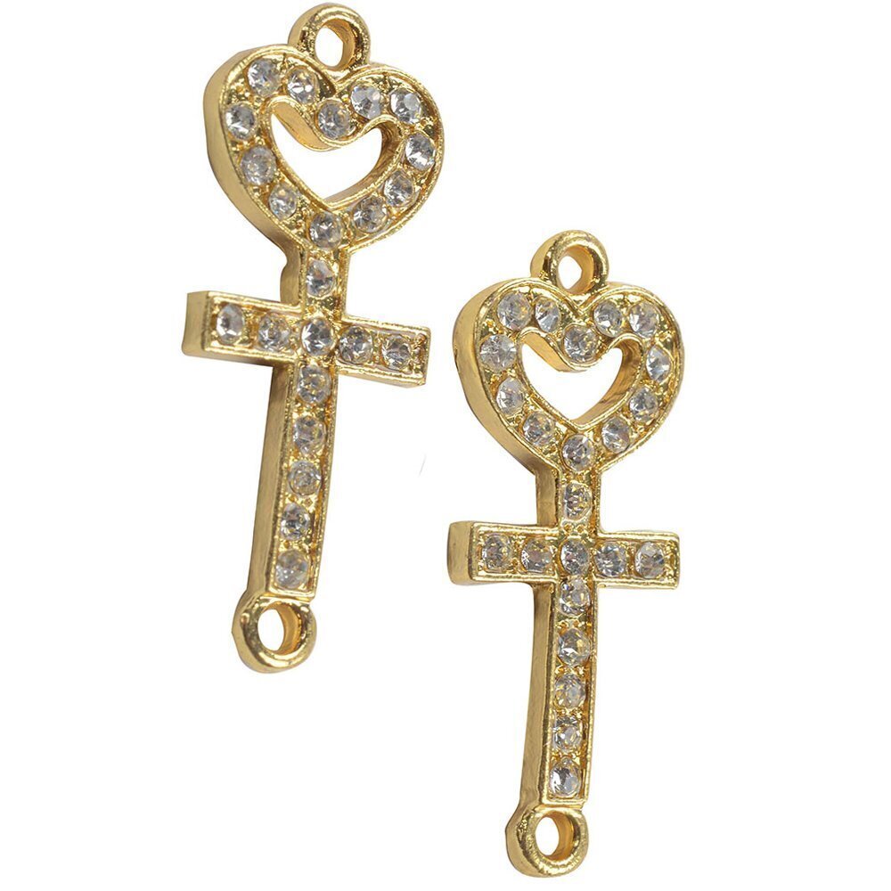7036 30pcs Metal Cross Key Sideways Connector Beads Crystal DIY Jewelry